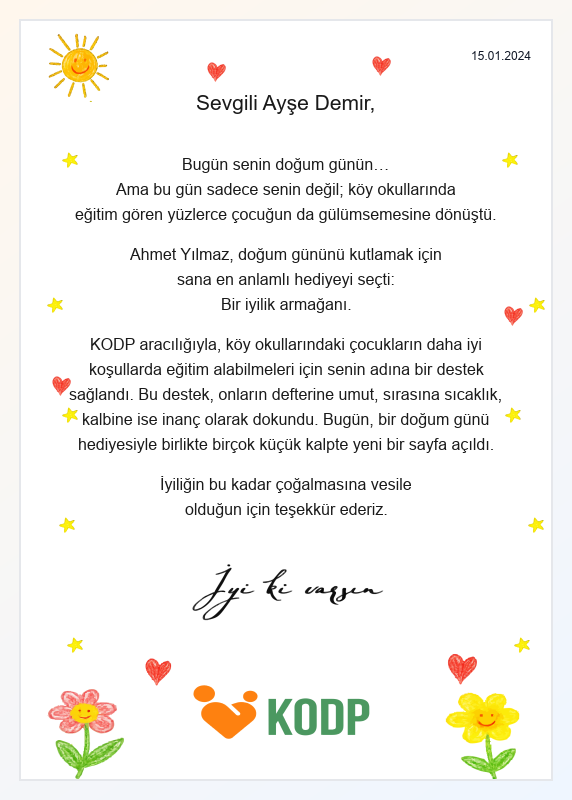 KODP İyilik Sertifikası