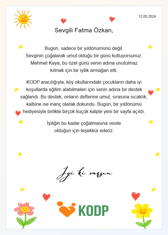 KODP İyilik Sertifikası